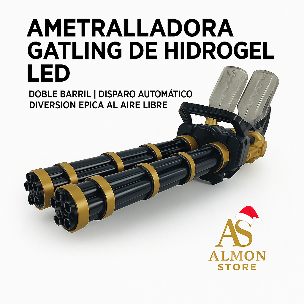 Ametralladora Gatling de Hidrogel LED Doble Barril