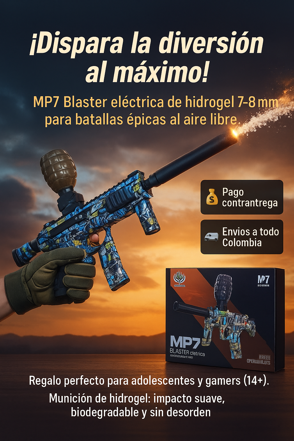 MP7 BLASTER ELÉCTRICO DE HIDROGEL 7–8 MM RECARGABLE
