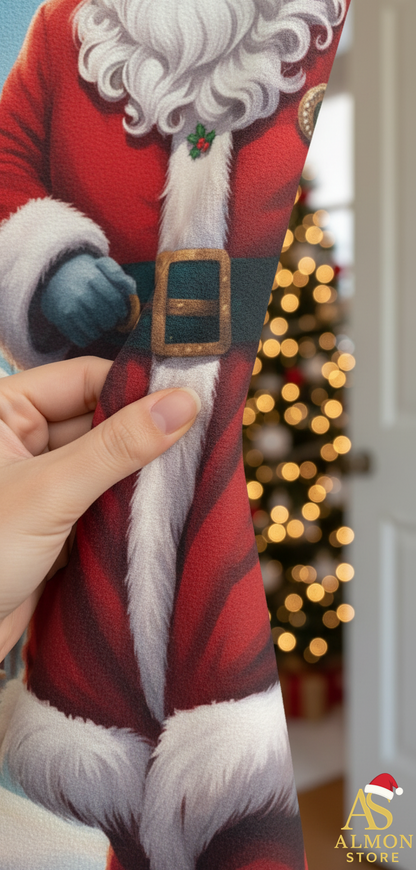 Funda de Navidad Aterciopelada para Puerta Premium  (Papá Noél de píe)